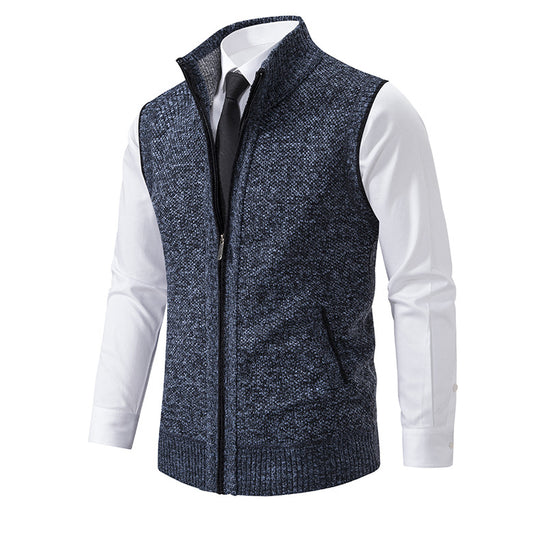 Herren Strickweste mit Reißverschluss und strukturiertem Design EB