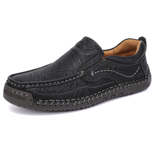 Herren Bequeme Leder Slipper mit atmungsaktiver Sohle EB
