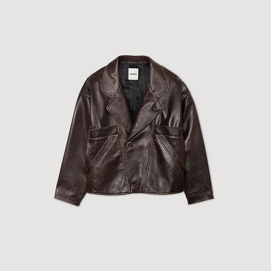 Damen Kunstlederjacke im lässigen Schnitt mit praktischen Taschen und stilvollem Revers EB
