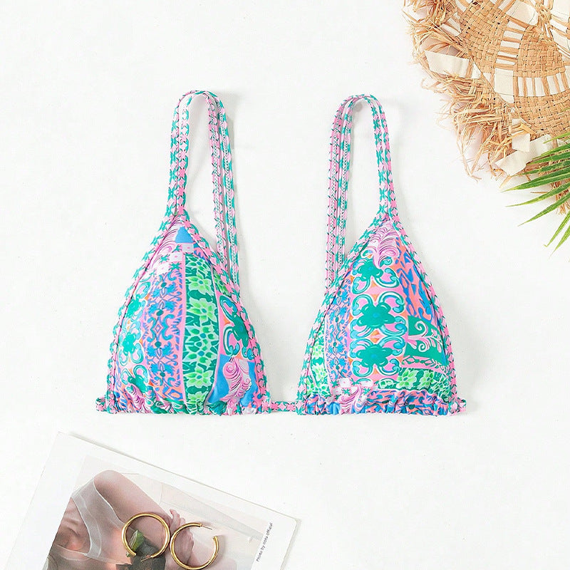 Damen Triangel-Bikini mit buntem Muster EB