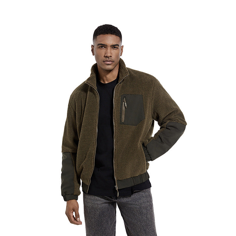 Herren Fleecejacke mit hochgeschlossenem Kragen und seitlichen Reißverschlusstaschen EB