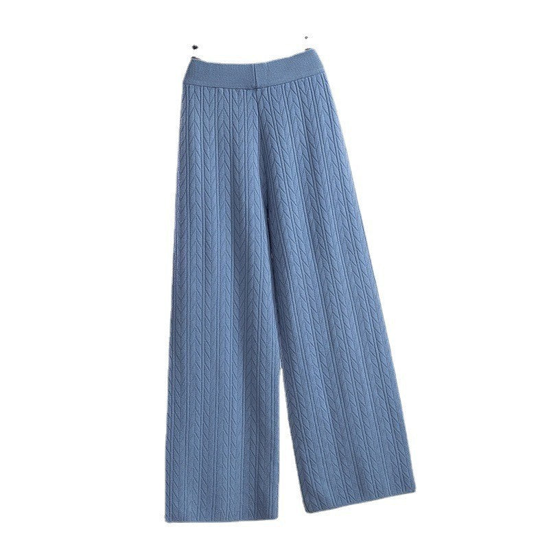 Damen Weite Strickhose mit Zopfmuster EB