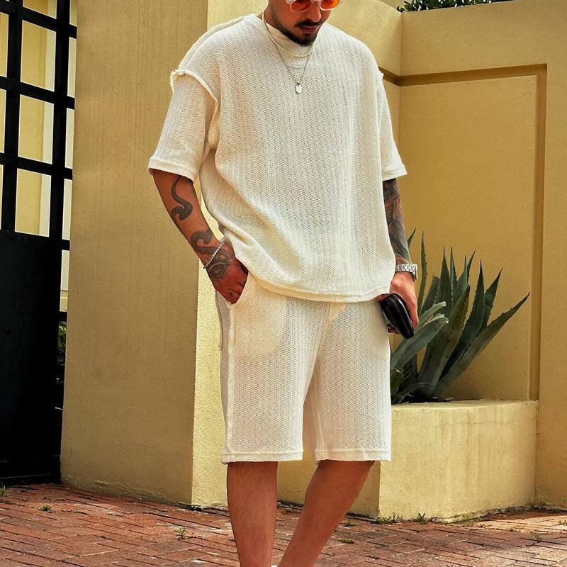 Herren lässiges Oversized-Strickshirt mit luftiger Webstruktur EB