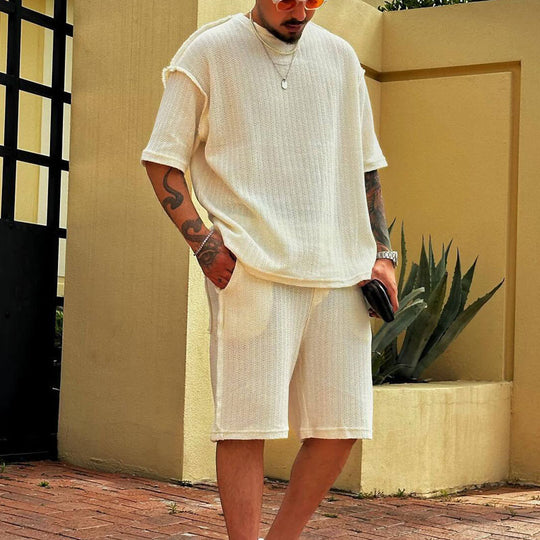 Herren lässiges Oversized-Strickshirt mit luftiger Webstruktur EB
