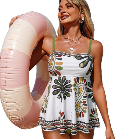Damen Vintage-inspired Tankini mit fließendem Rock EB