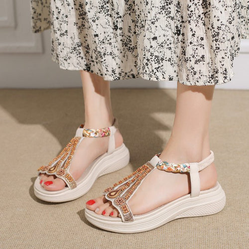 Damen Bequeme Sandalen mit dekorativen Verzierungen EB