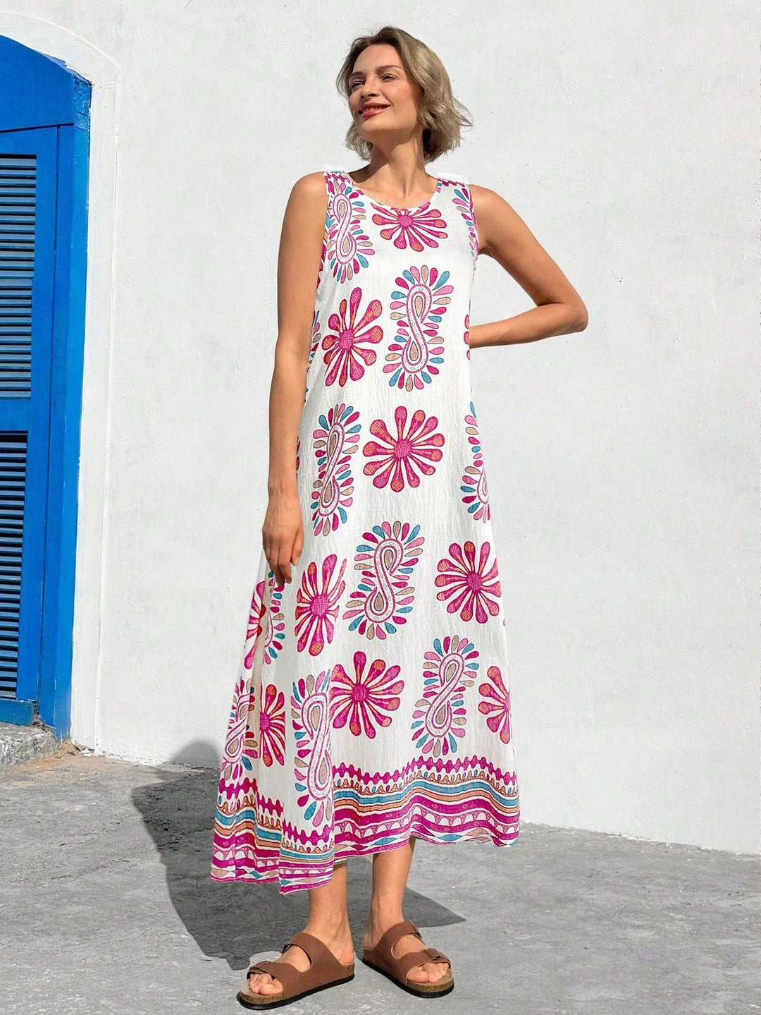 Damen Maxikleid mit floralem Druck und lässiger Schnitt EB
