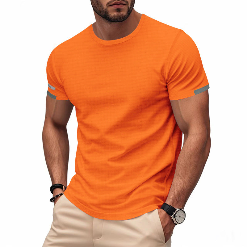 Herren nan athletisches Kurzarm Baumwolljersey T-Shirt mit Rundhalsausschnitt und reflektierenden Ärmeldetails EB