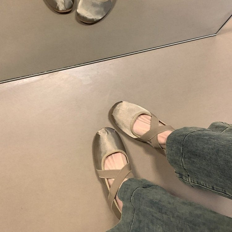 Damen Ballerinas mit dekorativem Riemen und komfortablem Fußbett EB
