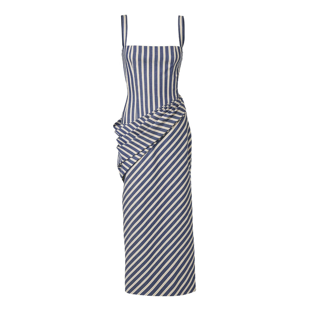 Damen Maxikleid mit asymmetrischen Drapierungen und hohem Schlitz EB
