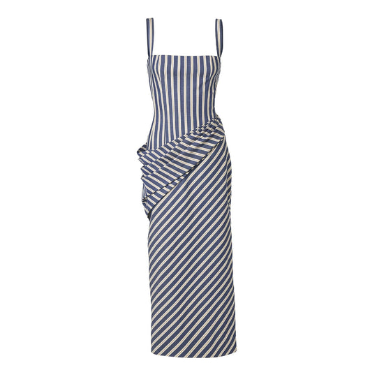 Damen Maxikleid mit asymmetrischen Drapierungen und hohem Schlitz EB