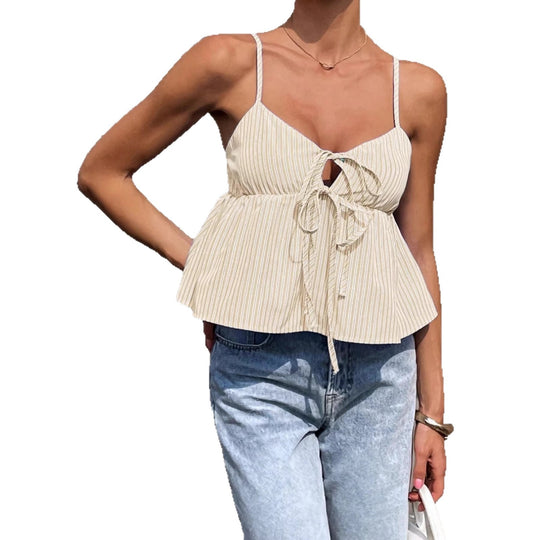 Damen Crop-Oberteil mit verspielter Schleife und zarter Raffung EB