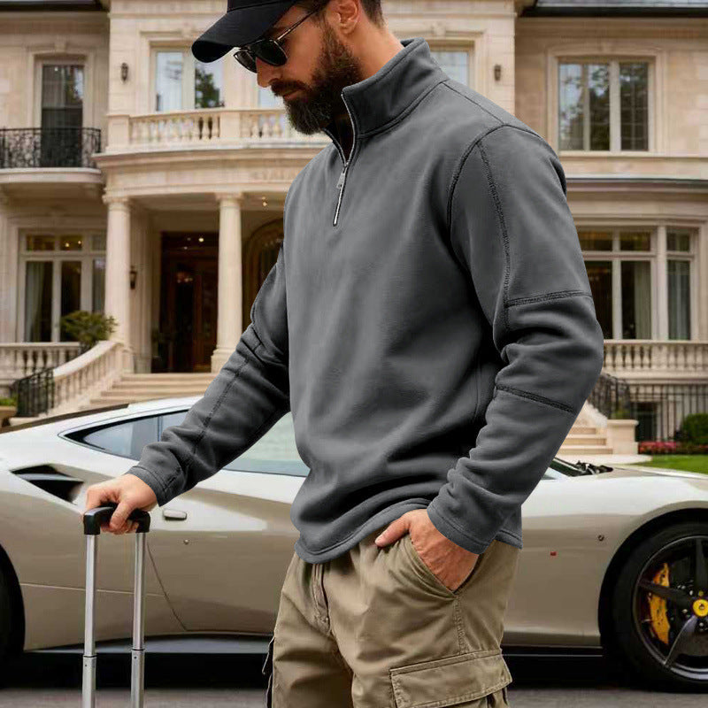 Herren Halbzip-Sweatshirt mit Stehkragen und markanten Nahtdetails EB
