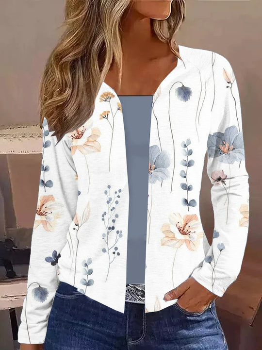 Damen Langarm-Cardigan mit floralen Mustern EB