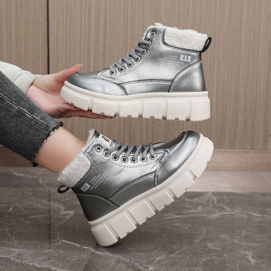 Damen Hohe Stiefel mit flauschigem Innenfutter und rutschfester Sohle EB