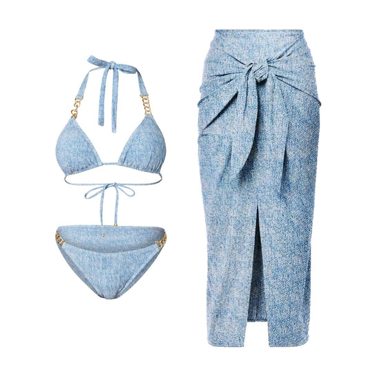 Damen Bikiniset mit Wrap-Rock EB