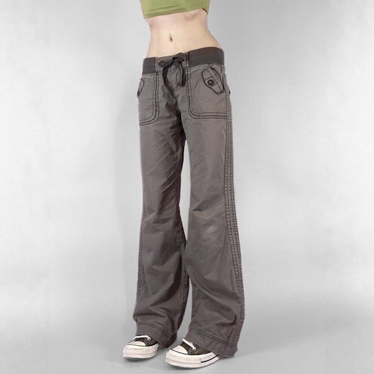 Damen nan Highwaist Schlaghose mit weitem Bein, hohem Bund und Gürtelschlaufen EB