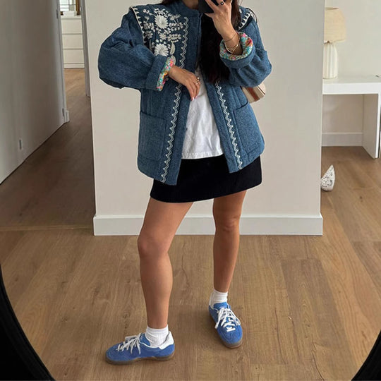 Damen Bestickte Denimjacke EB
