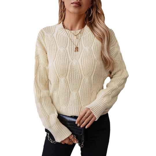 Damen Strickpullover mit dekorativem Zopfdesign und komfortabler Passform EB
