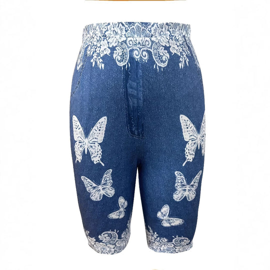 Damen Designer-Shorts mit floralen Spitzen- und Schmetterlingsapplikationen EB