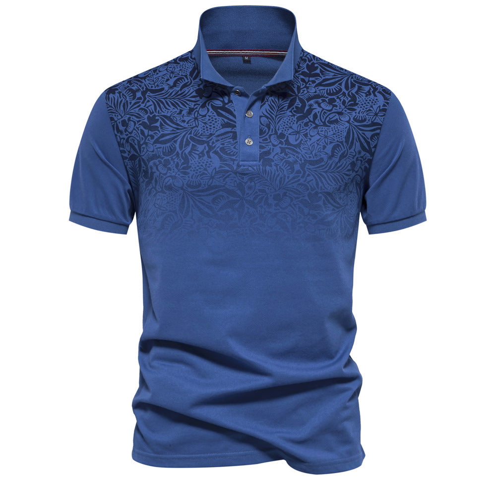 Herren Poloshirt mit floralen Ornamenten und klassischem Kragen EB