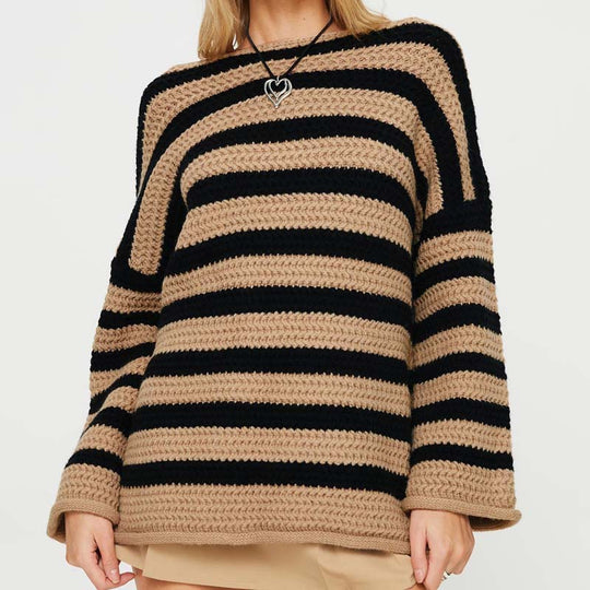 EB | Gestreifter Strickpullover Mit Sanften Farben