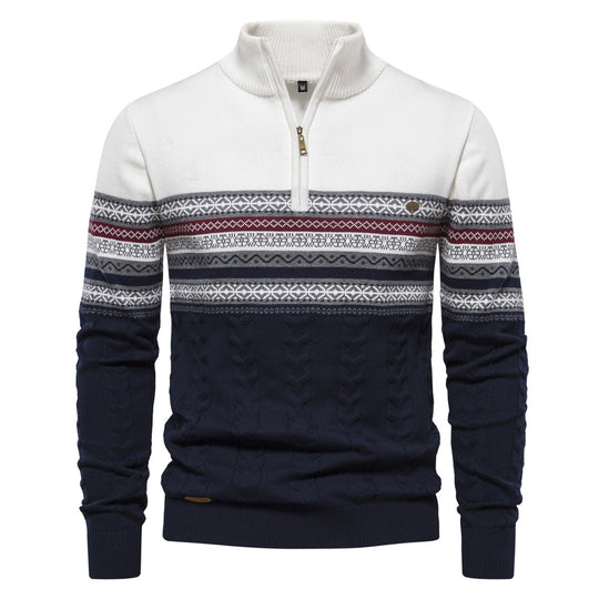 Herren Pullover mit modernem Zipper und attraktiven Farbmustern EB