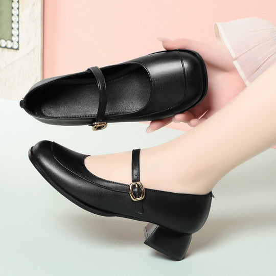 Damen elegante Mary Jane Pumps mit verstellbarem Riemen und komfortablem Blockabsatz EB