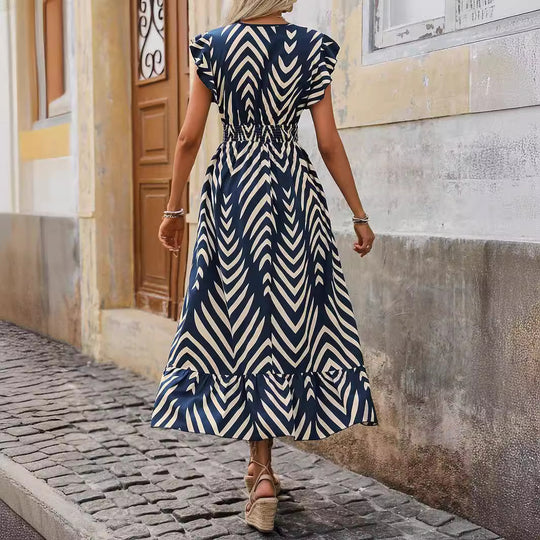 Damen Elegantes Maxikleid mit asymmetrischem Schnitt und Wickeldetail EB