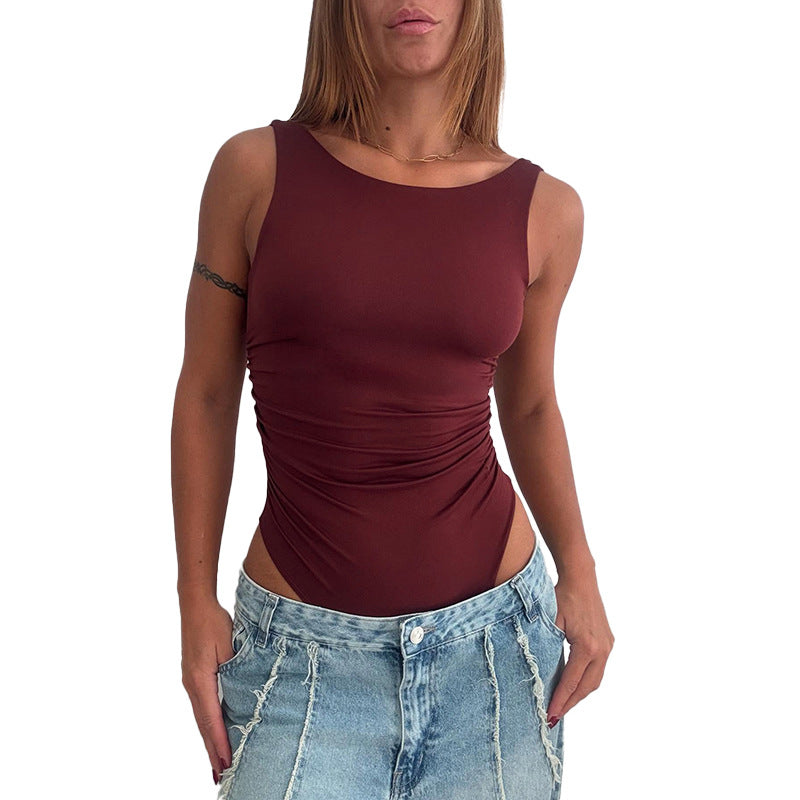 Damen figurbetontes Body mit gerafftem Design EB