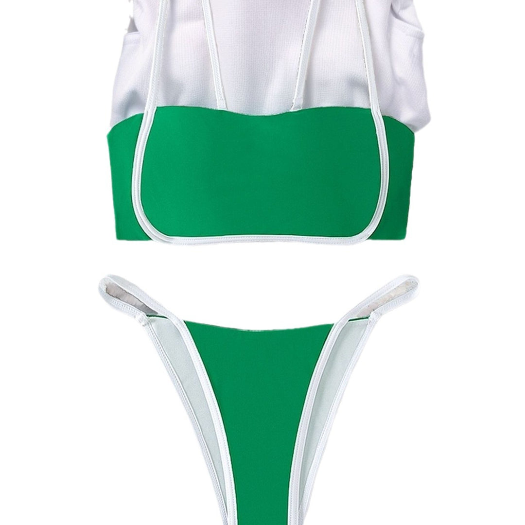 Damen Bandeau Bikini mit hohem Beinausschnitt und verstellbaren Trägern EB