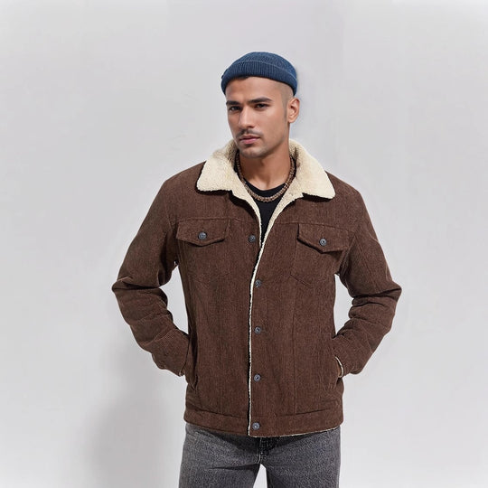 Herren kuschelige Cord-Jacke mit warmem Futter EB