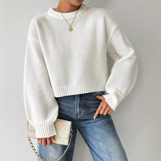 Damen modischer Oversized-Pullover mit lässigem Schnitt und breiten Ärmeln EB