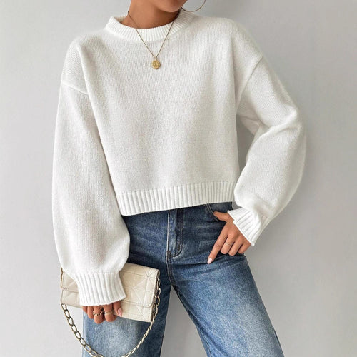 Damen modischer Oversized-Pullover mit lässigem Schnitt und breiten Ärmeln EB