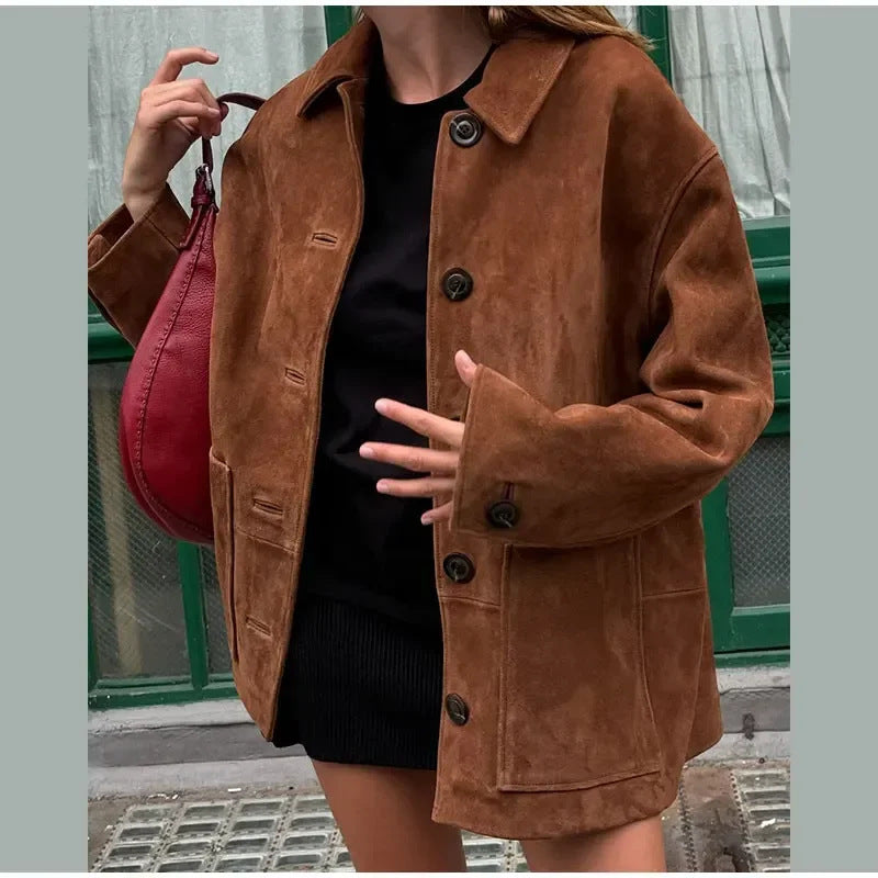 Damen modische Suede Jacke EB