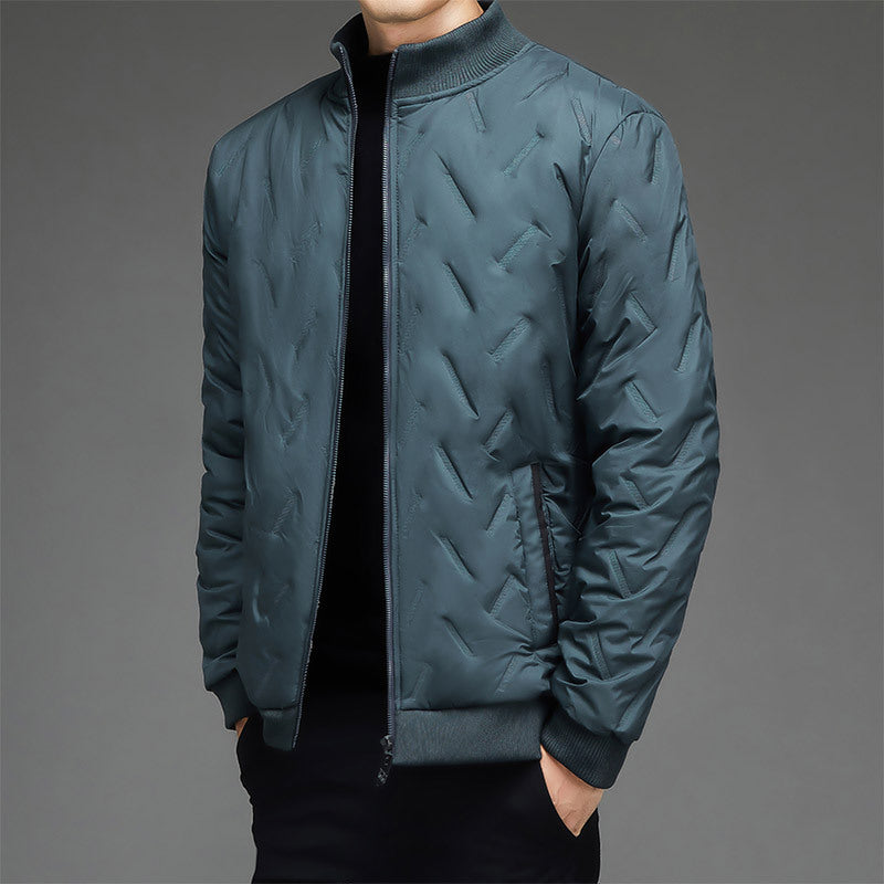 Herren leichte gesteppte City-Insulationsjacke mit diagonalstruktur, Stehkragen und Zwei-Wege-Reißverschluss EB