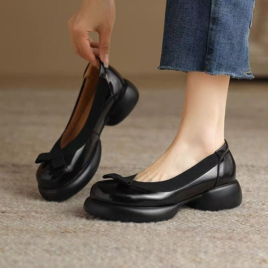 Damen Ballerinas mit komfortablem Absatz und modischer Schleifenverzierung EB