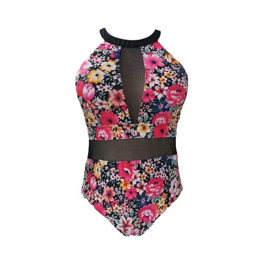Damen Einteiler Badeanzug mit elegantem Floral-Design und modischen Cut-Out-Details EB