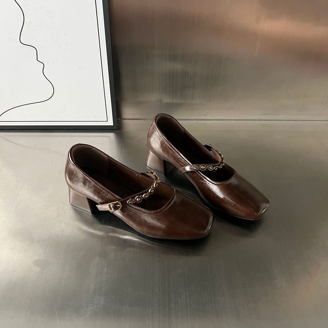 Damen Elegante Plateauschuhe mit dekorativen Schnallen und stabiler Blockabsatz EB