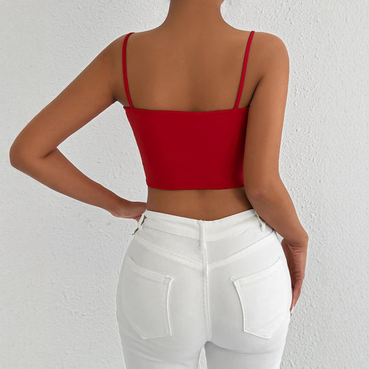 Damen Crop-Top mit verstellbaren Spaghetti-Trägern und figurbetontem Schnitt EB