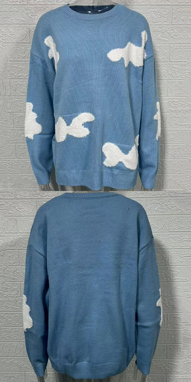 Damen lässiger Pullover mit wolkenartigen Mustern EB