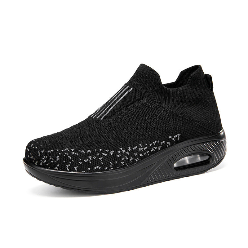 Damen nan gestrickter Schlupf-Walking-Sneaker mit anatomischer Pronationsstütze, Luftpolster-Zwischensohle und sockenähnlichem Schaft EB