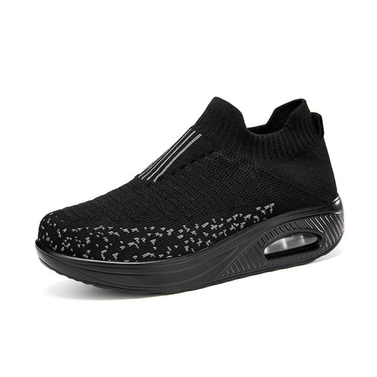 Damen nan gestrickter Schlupf-Walking-Sneaker mit anatomischer Pronationsstütze, Luftpolster-Zwischensohle und sockenähnlichem Schaft EB