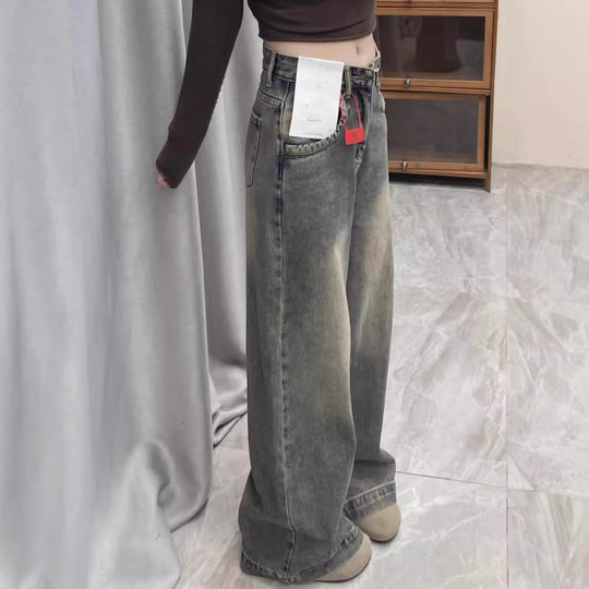 Damen weite High-Waist Jeans mit angenehmem Tragekomfort und modischem Vintage-Look EB