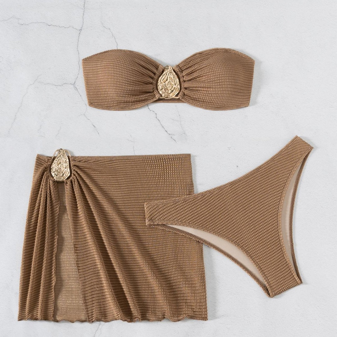 Damen Bandeau-Bikini-Set mit elegantem Drapierungsdetail EB
