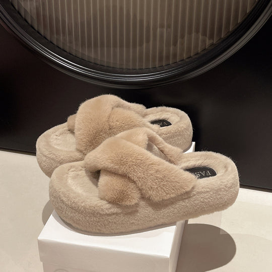 Damen Flauschige Hausschuhe mit weichem Flausche-Obermaterial EB