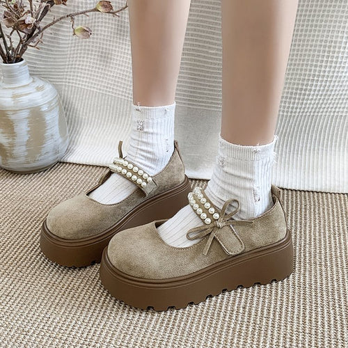 Damen Bequeme und elegante Ballerinas mit Perlenriemen EB