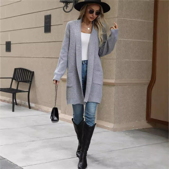 Damen Strickjacke mit offener Vorderseite und lässigem Schnitt EB