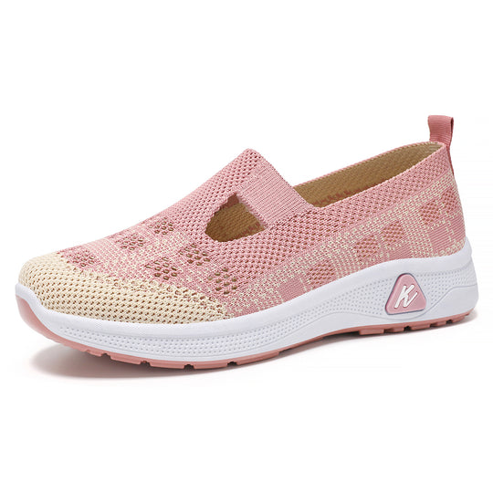 Damen Bequeme Strick-Slide-Sneakers mit elastischer Riemen EB