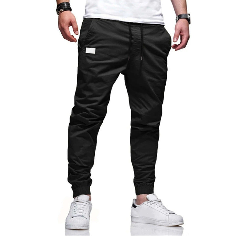 Herren nan urbaner tapered Twill-Jogger mit elastischem Knöchelabschluss Kordelbund und diskreter Utility-Tasche EB